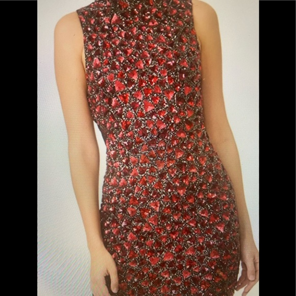 Alice+Olivia Sequin dress in red and black, sz 6, worn for 3 hours,Gorgeous. OBO - Picture 1 of 5